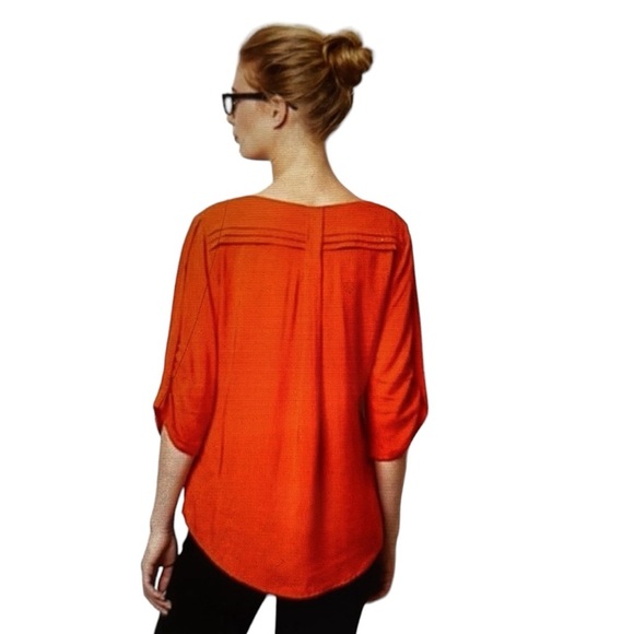 Anthropologie Edme & Esyllte Orange Red Blouse - Picture 2 of 6